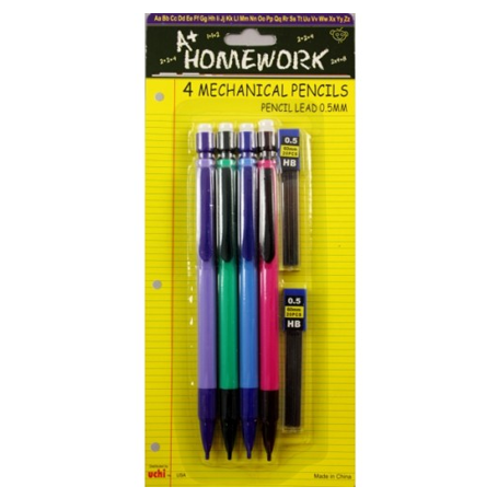 A Plus Homework • Lápiz mecánico 0.5mm (set de 4)